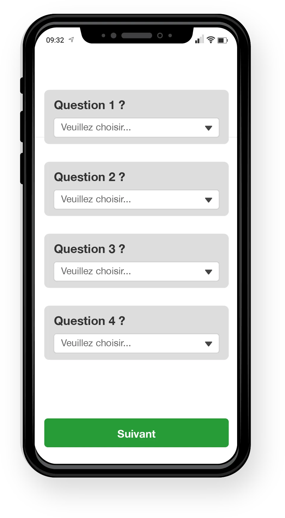 Une capture d’écran montrant l'intégration de questions de présélection.