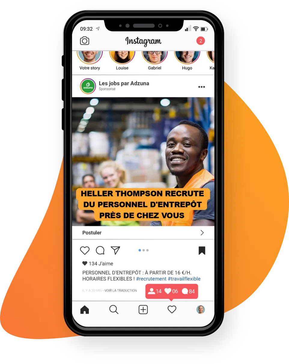 Une campagne de médias sociaux affichée sur un téléphone mobile